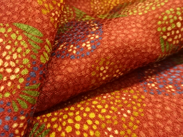  抽象花鳥模様小紋着物